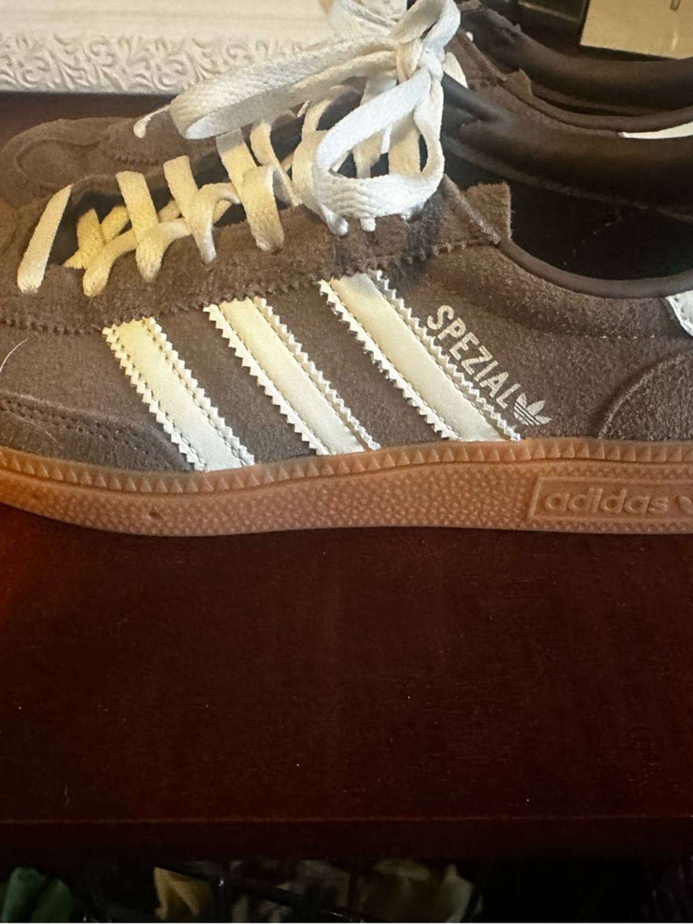 adidas Spezial Suede Athletic Shoes in Brown and White